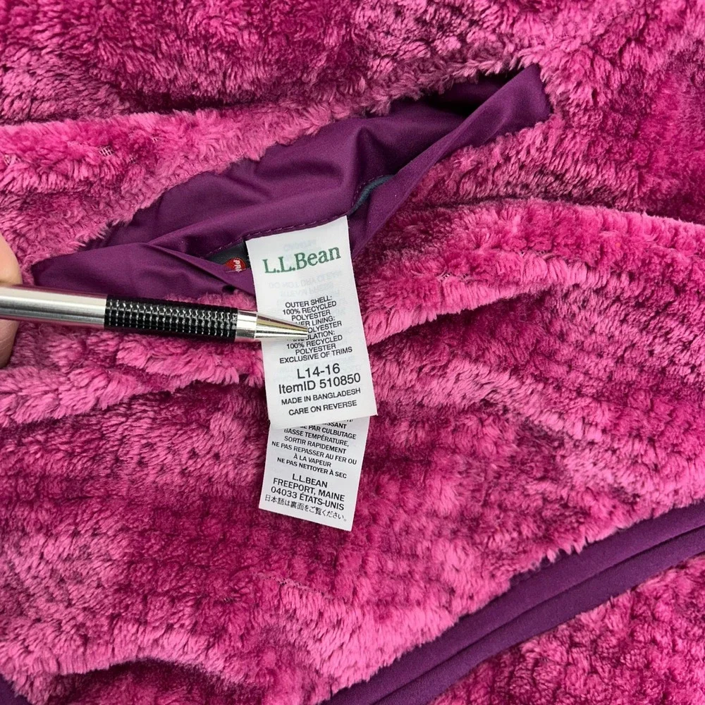 LL Bean Mountain Bound Jacket Youth Large 14-16 Reversible Diamond Quilt Fleece